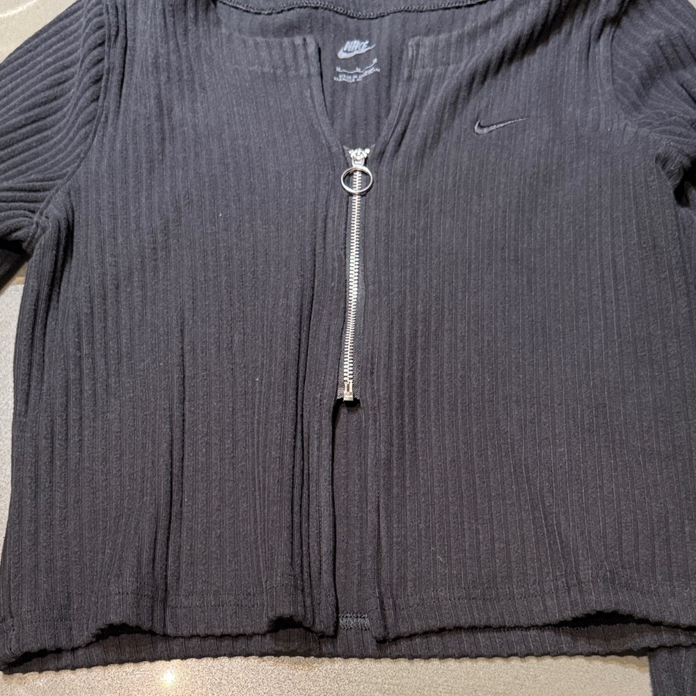 Nike Black Ribbed Zip-Up Cardigan - Picture 4 of 4